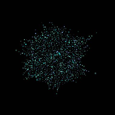 Mavi, turkuaz, turkuaz parıltılı yıldızlar, konfeti.