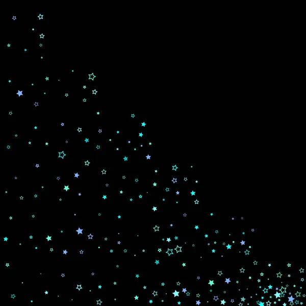 Azul, cian, estrellas de brillo turquesa, confeti. — Vector de stock