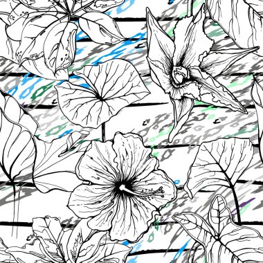 Modern Stripes Orman Motifi. Siyah Beyaz