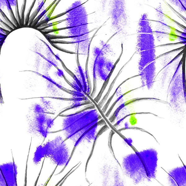 Тропічний фіолетовий безшовний візерунок. Літні джунглі — стокове фото