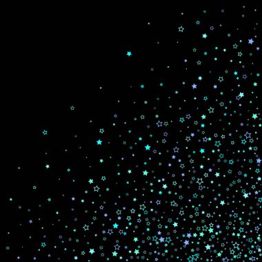 Mavi, turkuaz, turkuaz parıltılı yıldızlar, konfeti.