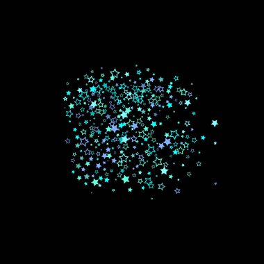 Mavi, turkuaz, turkuaz parıltılı yıldızlar, konfeti.