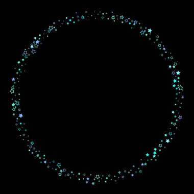 Mavi, turkuaz, turkuaz parıltılı yıldızlar, konfeti.