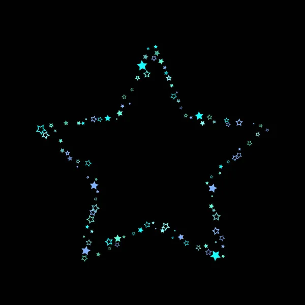 Kék, cián, türkiz csillogó csillagok, konfetti. — Stock Vector