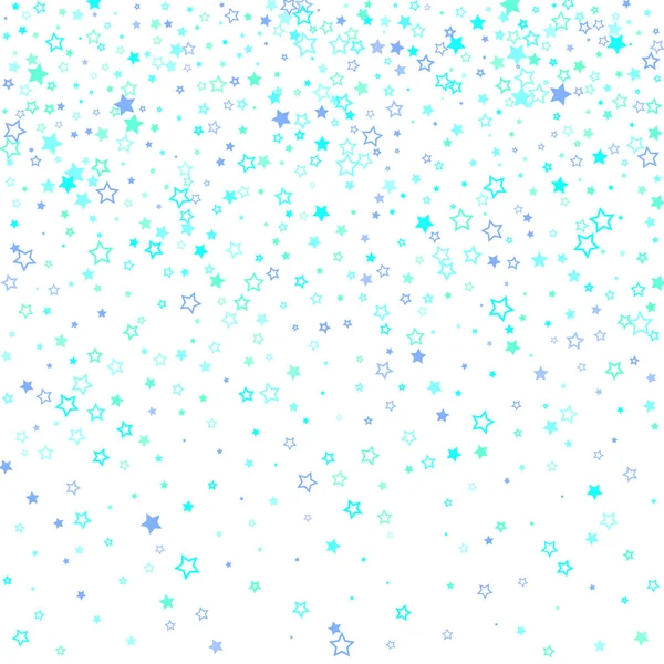 Bleu, cyan, turquoise étoiles paillettes confettis — Image vectorielle