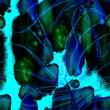 Tropikal Mavi Kusursuz Desen