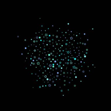 Mavi, turkuaz, turkuaz parıltılı yıldızlar, konfeti.