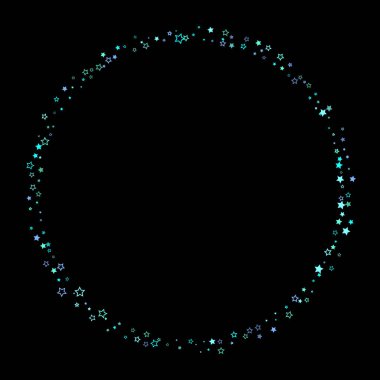 Mavi, turkuaz, turkuaz parıltılı yıldızlar, konfeti.