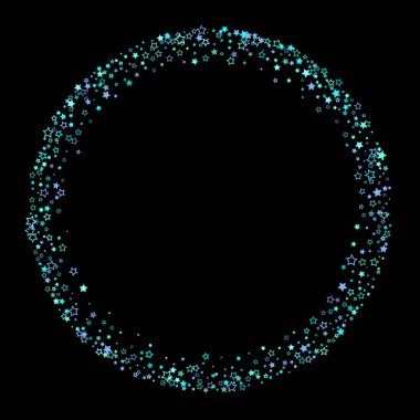 Mavi, turkuaz, turkuaz parıltılı yıldızlar, konfeti.