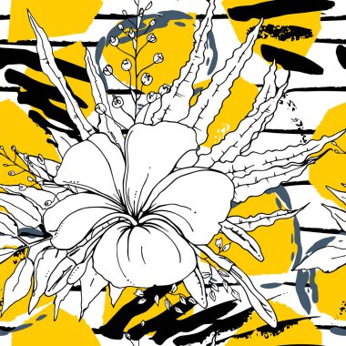 Tropik, çizgili, hayvan motifli. Kusursuz desen