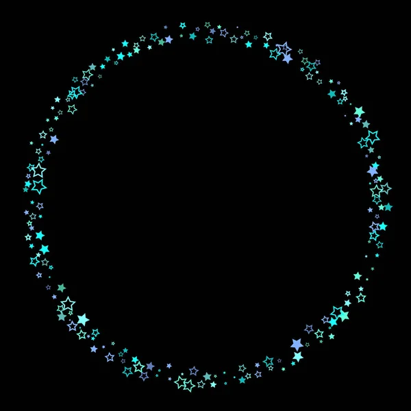 Azul, cian, estrellas de brillo turquesa, confeti. — Vector de stock