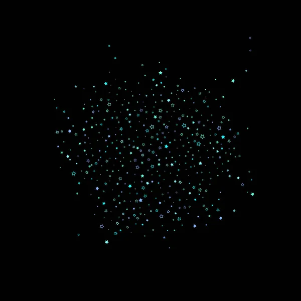 Azul, cian, estrellas de brillo turquesa, confeti. — Vector de stock