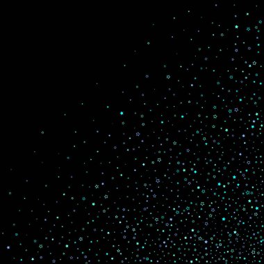 Mavi, turkuaz, turkuaz parıltılı yıldızlar, konfeti.