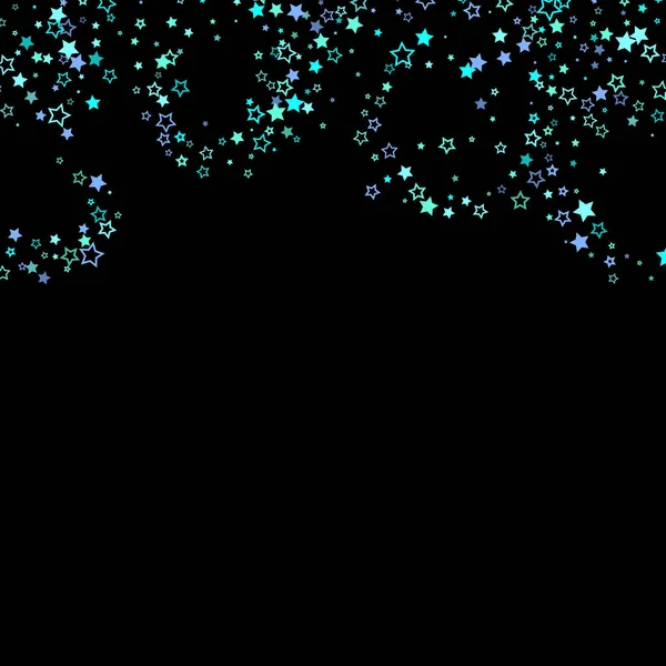 Bleu, cyan, turquoise étoiles à paillettes, confettis. — Image vectorielle
