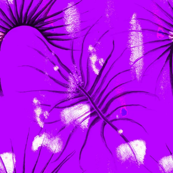 Тропический фиолетовый бесшовный рисунок. Летние джунгли — стоковое фото