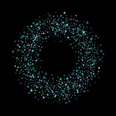 Mavi, turkuaz, turkuaz parıltılı yıldızlar, konfeti.