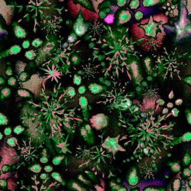 Gerçeküstü kozmik büyü. Sıra dışı, dikişsiz suluboya deseni. Bitmek bilmeyen tekrar.