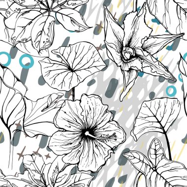 Sanatsal Yaratıcı Tropikal Siyah Beyaz Modern