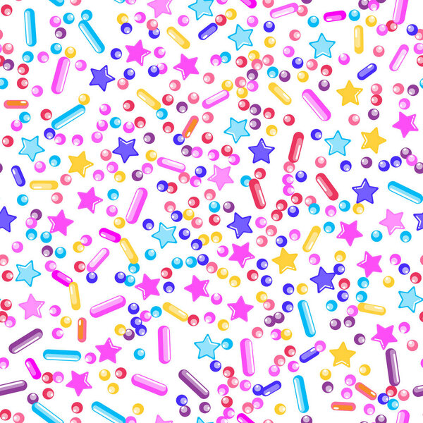 Sprinkle Cupcake Donut Topping. Seamless Pattern 