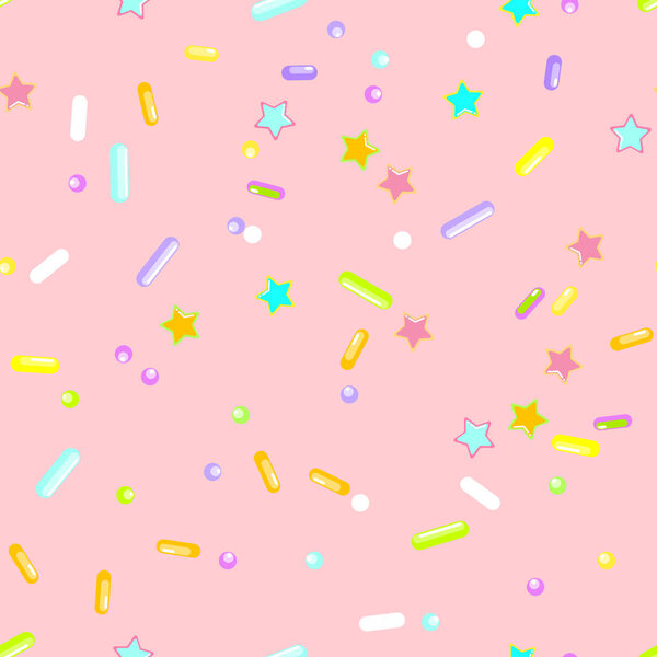 Sprinkle Cupcake Donut Topping. Seamless Pattern 