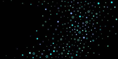 Mavi, turkuaz, turkuaz parıltılı yıldızlar, konfeti.