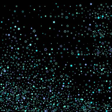 Mavi, turkuaz, turkuaz parıltılı yıldızlar, konfeti.