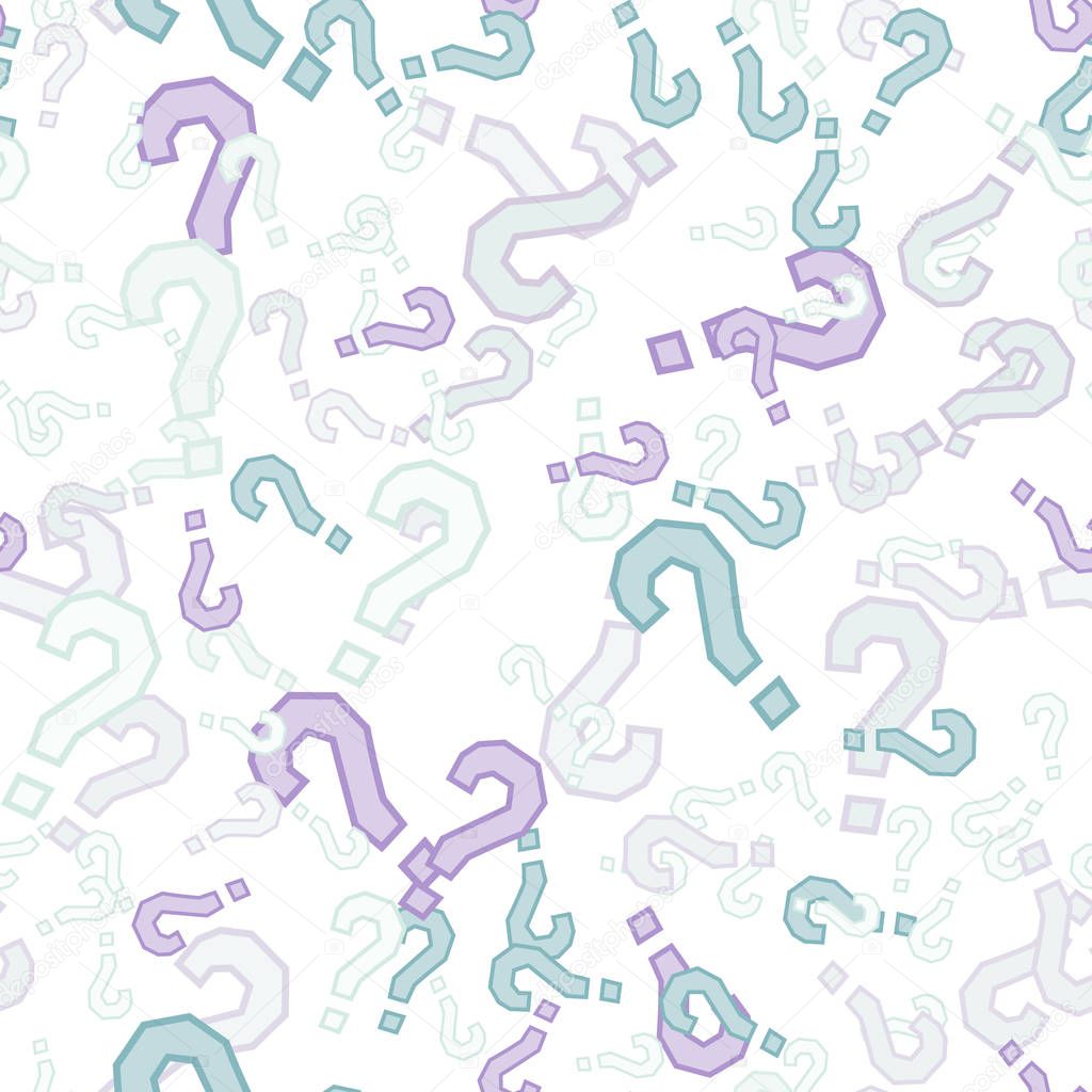 Quiz seamless pattern. Question marks, doubt, faq