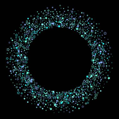 Mavi, turkuaz, turkuaz parıltılı yıldızlar, konfeti.