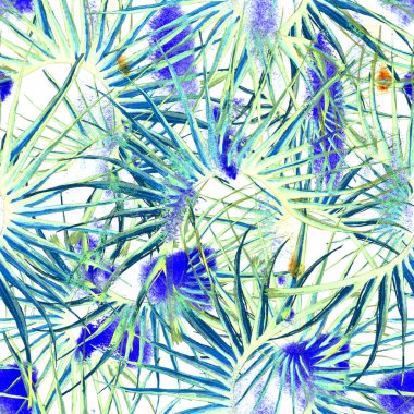 Tropikal Mavi Kusursuz Desen