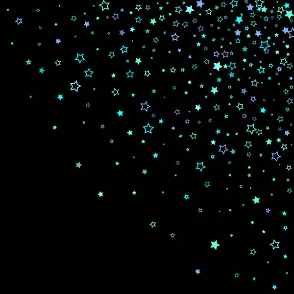 Azul, cian, estrellas de brillo turquesa, confeti. — Vector de stock