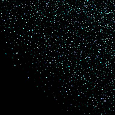 Mavi, turkuaz, turkuaz parıltılı yıldızlar, konfeti.