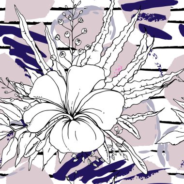 Tropik, çizgili, hayvan motifli. Kusursuz desen