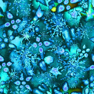 Gerçeküstü kozmik büyü. Sıra dışı, dikişsiz suluboya deseni. Bitmek bilmeyen tekrar.