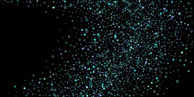 Mavi, turkuaz, turkuaz parıltılı yıldızlar, konfeti.