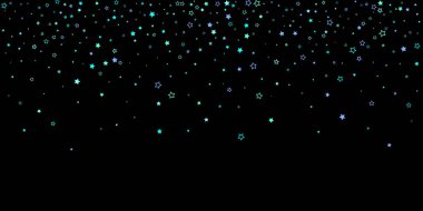 Mavi, turkuaz, turkuaz parıltılı yıldızlar, konfeti.