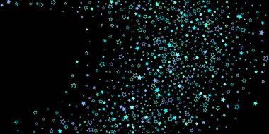 Mavi, turkuaz, turkuaz parıltılı yıldızlar, konfeti.