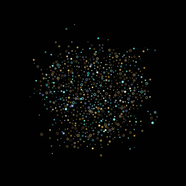 Oro, estrellas azules, piñón, confeti brillante. — Vector de stock