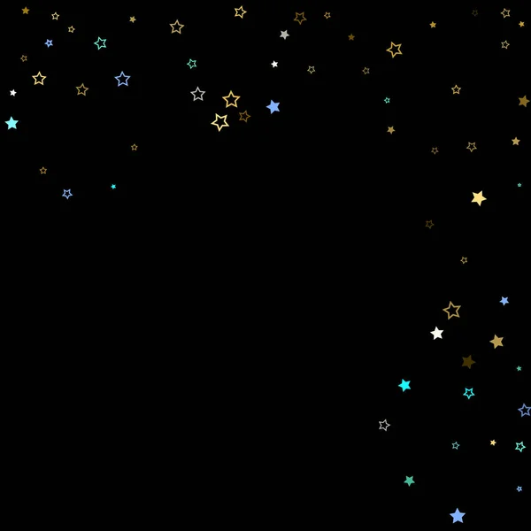 Oro, estrellas azules, piñón, confeti brillante. — Vector de stock