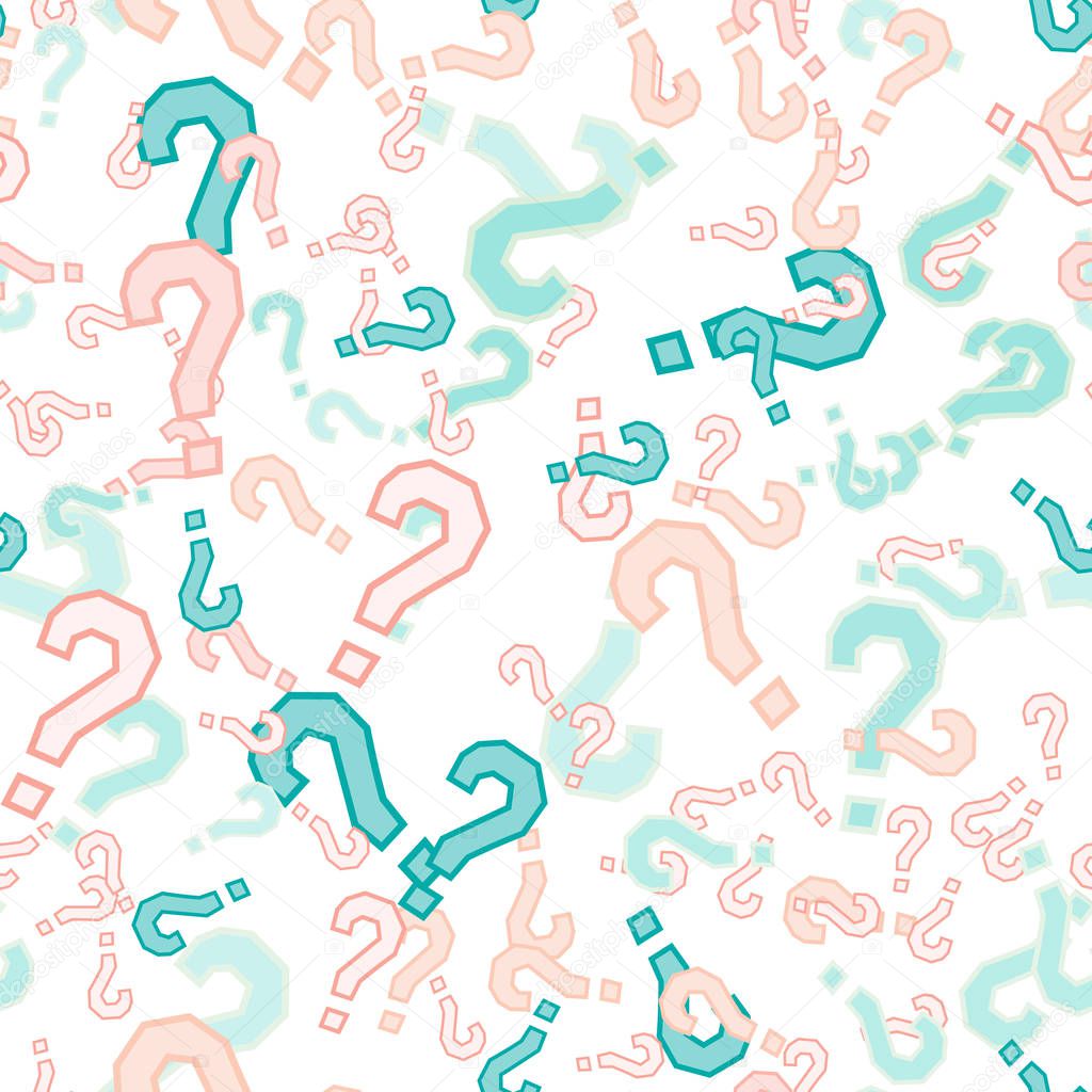 Quiz seamless pattern. Question marks, doubt, faq