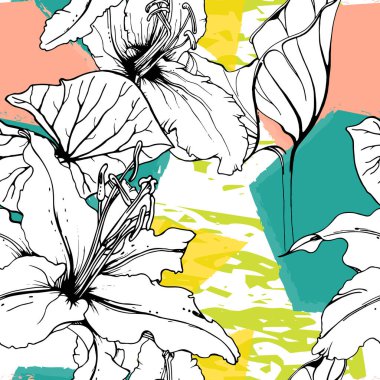 Çiçek Geometrik Yazdırma Tropikal Orman Yaprak Fırçası