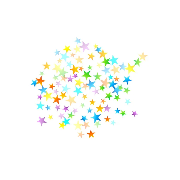 Rainbow Festive Confetti. Carnival Star Falling. — Stock Vector