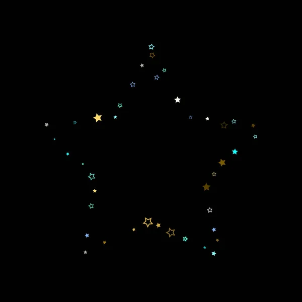 Oro, estrellas azules, piñón, confeti brillante. — Vector de stock