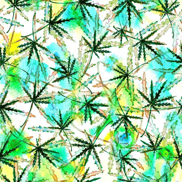 Cannabis levelek zökkenőmentes akvarell minta — Stock Fotó