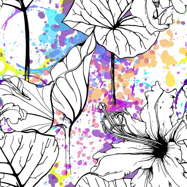 Patrón sin costura floral artística. Impresión vectorial — Vector de stock