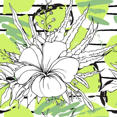 Tropik, çizgili, hayvan motifli. Kusursuz desen