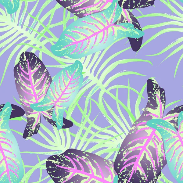 Tropical Leaf Modern Motif. Jungle Print. Feuillage Été — Image vectorielle