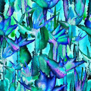 Tropikal orman egzotik çiçek desenleri parlak, pürüzsüz desenler sonsuz tekrarlar.