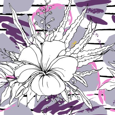 Tropik, çizgili, hayvan motifli. Kusursuz desen