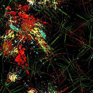 Tropik Yaprak. Kırmızı Modern Motif. Orman Yazdırma.