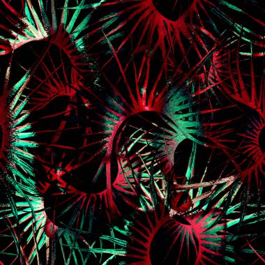 Tropik Yaprak. Karanlık Modern Motif.